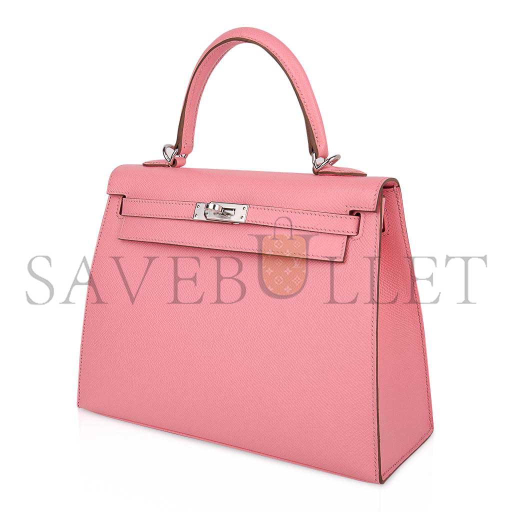 HERMÈS KELLY SELLIER 25 BAG PINK ROSE CONFETTI PALLADIUM HARDWARE EPSOM (25*17*7cm)